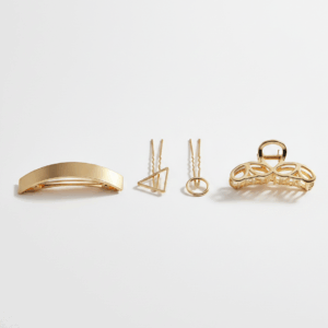 Golden hair clip set